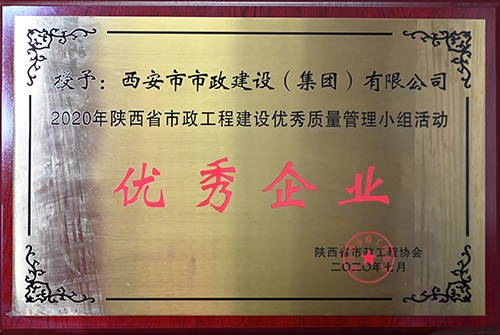 優(yōu)秀企業(yè)，省市政工程建設優(yōu)秀質(zhì)量管理小組活動